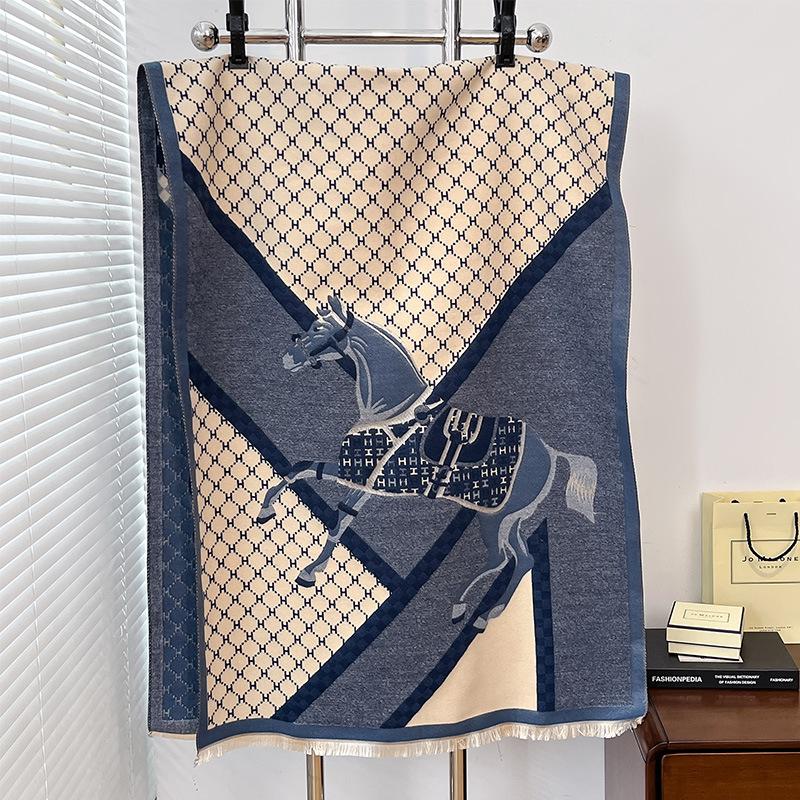 Autumn And Winter Women'S Imitation Cashmere Thermal Scarf Animal H Carriage Elegant Thermal Air Conditioner Shawl Scarf