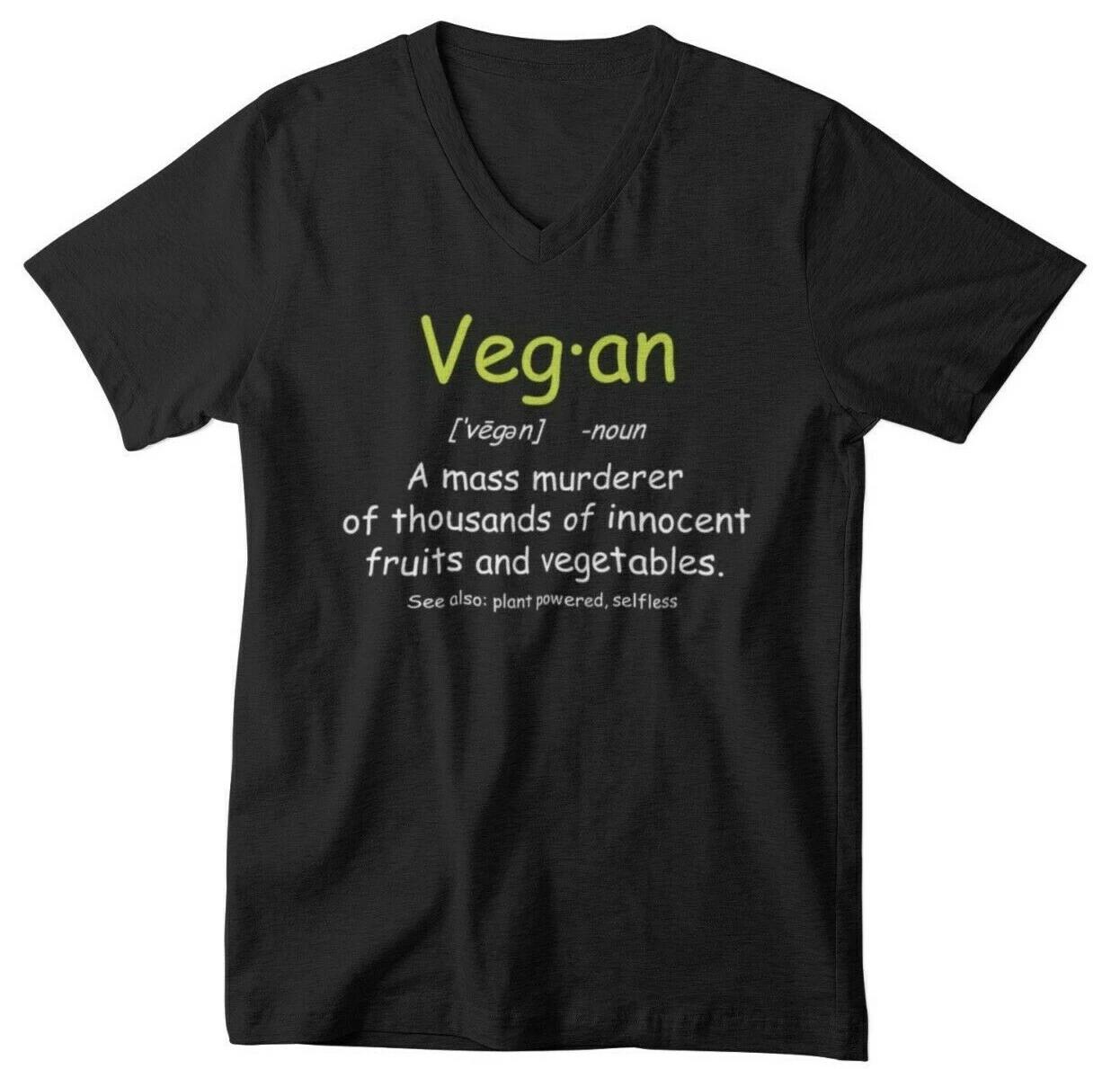 Mens V-neck Vegan Definition T Shirt Plant Based Plants Veggie Lover Save Lives XL