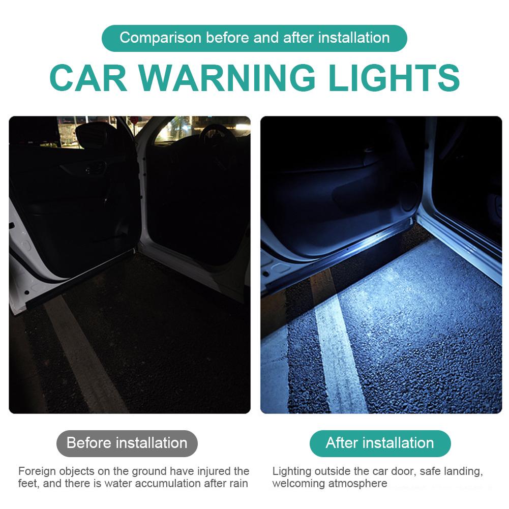 Car Door Lights LED Welcome Warning Light Magnetic Anti-Collision Flash Atmosphere Light Auto Door Opening Safety Light 1/2/4Pcs