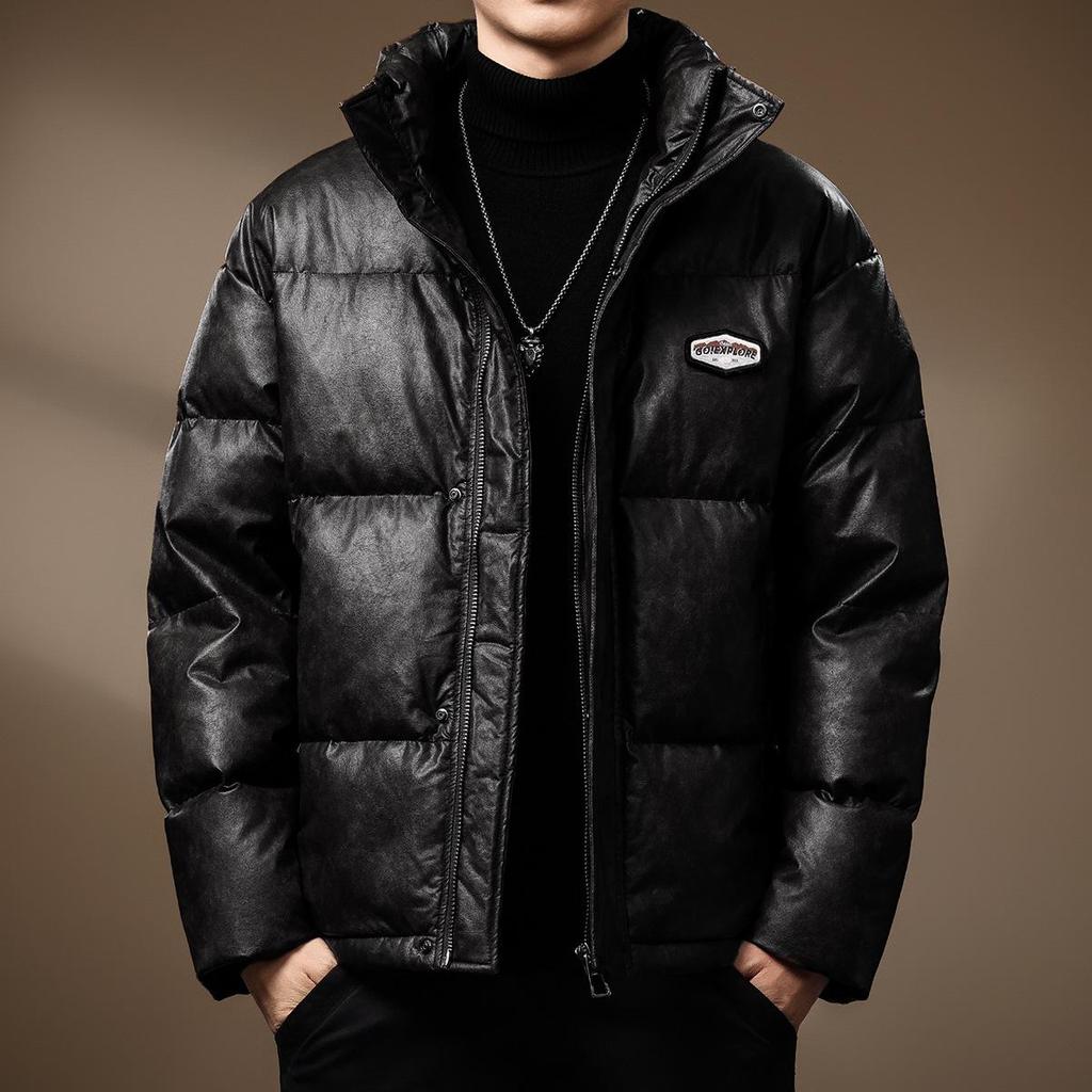 Men's Premium 90% Duck Down Leather Winter Jacket 2024 - Loose, Warm, Outdoor Casual Plus Size Coat