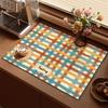 Pastel Oil Painting Plaid Drying Mat Feeling Label Print Non Slip Absorbent Pad For Espresso Kitchen Worktop Kitchen Mat