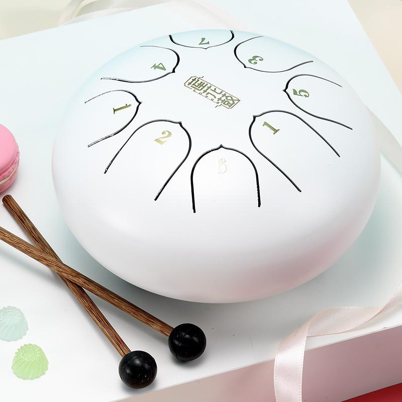 6 Inch 8 Note Tongue Drum Sound Therapy Steel Tongue Drums Healing Professional Percussion Music Instrument Accessories Children's Musical Taiko Drum