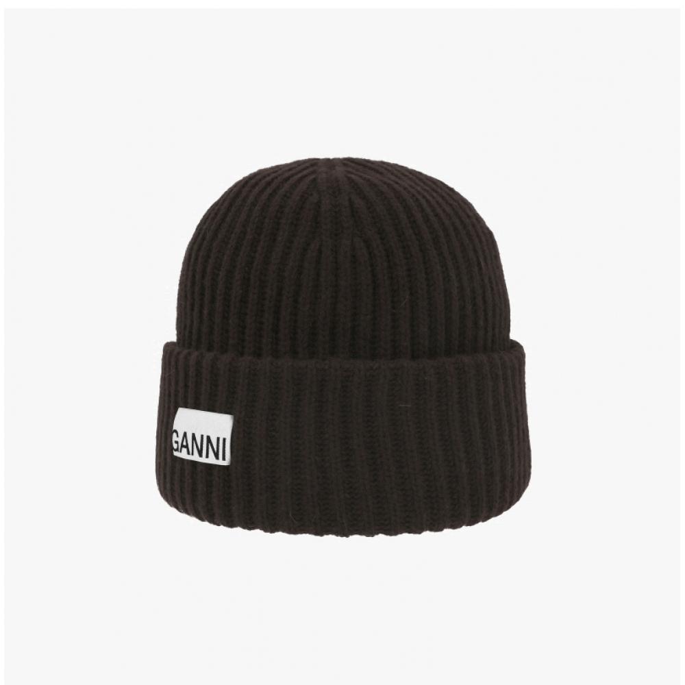 Ganni Structured Beanie With Logo Patch B3020019