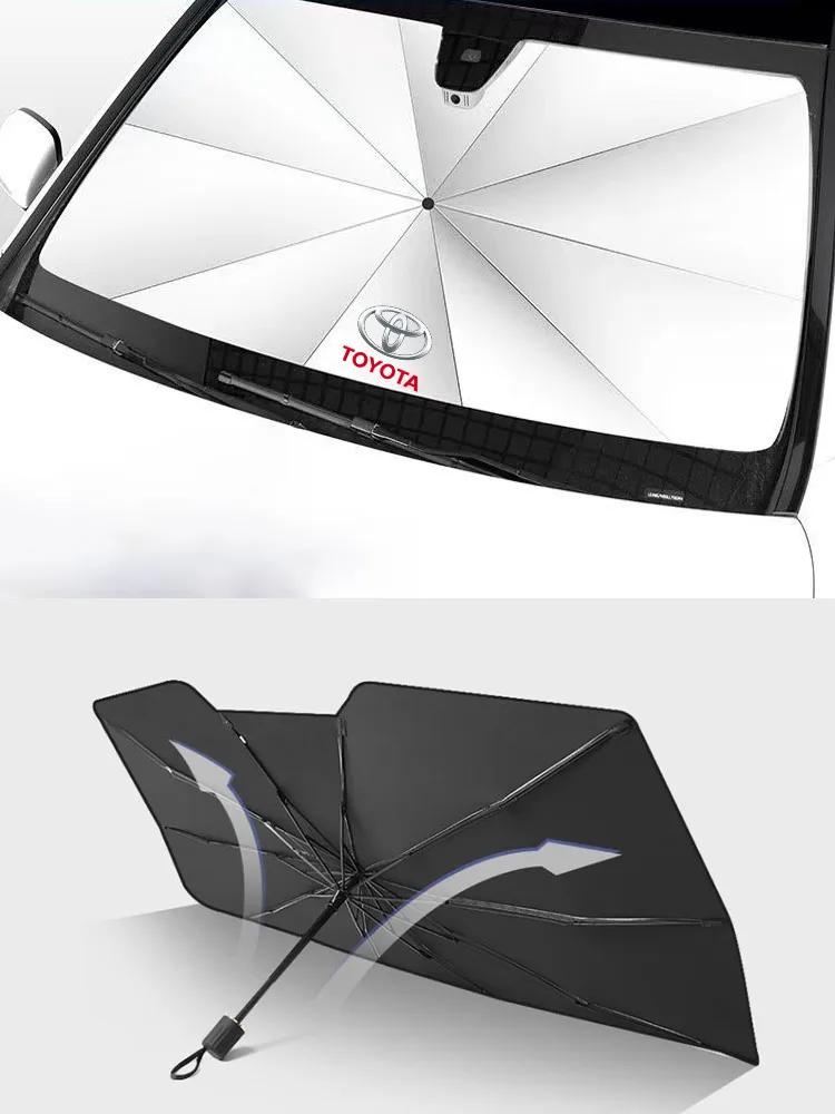 Radkappen Auto Logo Windschutzscheiben-Sonnenschutz Schirm für Toyota Chr Corolla Camry Rav4 Yaris Hilux Prius Avensis Auris Prado Verso Gaz