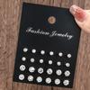 New 12 Pair Pack White Shiny Wedding Stud Earrings Set For Women Men Crystal Rhinestone Earrings Party Jewelry Accessories Gifts