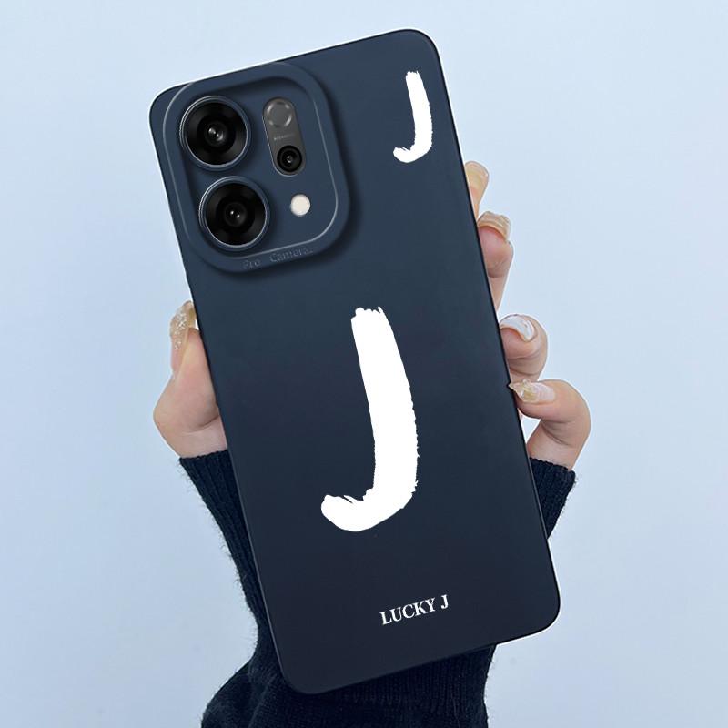 For OPPO Reno14 Pro 5G Cover Case Lucky Initial Letter Couple Silicone Soft Matte Phone Bumper for Oppo Reno 14 Pro 5G Casing
