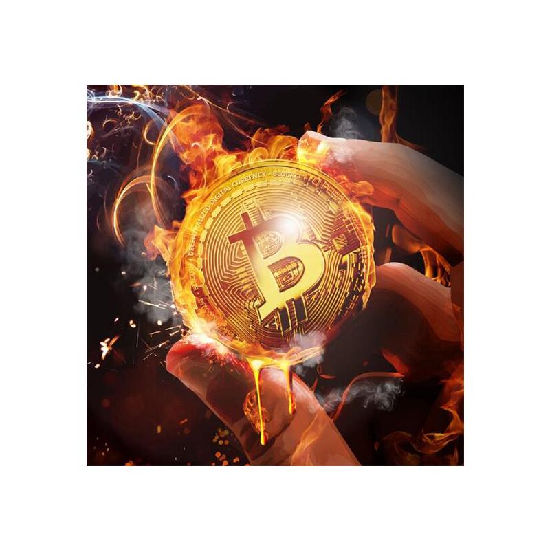 Gemälde mit dem Wert der Finanzsammlung Bitcoin an der Wand, Kunstdruck auf Leinwand, Posterdruck, Bild, goldenes Nachttisch-Bürodekor