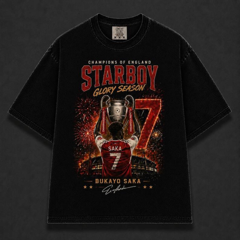 Футболка Букайо Сака Starboy Glory Season, Футболка с принтом Чемпионы Англии, Подарок футбольному фанату Номер 7, Винтажная футбольная футболка L