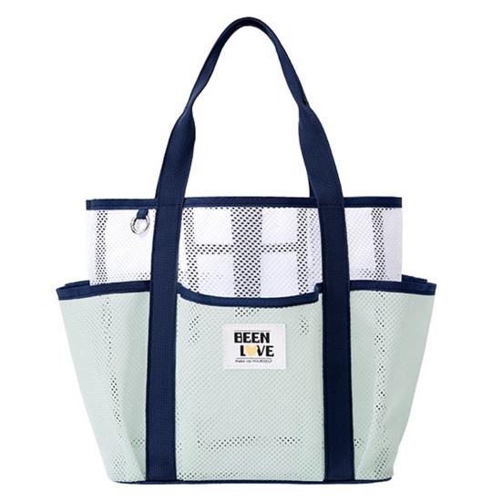 Mesh Beach Bag Sand-Proof Beach Tote with Multiple Pockets Quick-Drying Tote Toiletry Bag for Toys Towels Picnics Camping Beach Vacation