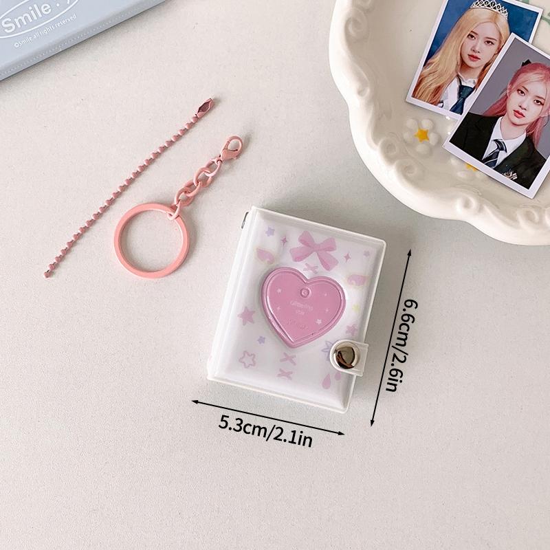 Mini Photo Album 1/2/3inch Photo Card Holder Id Photo Idol Small Card Storage PVC Binder Album Fangirls Bag Keychain Keyring