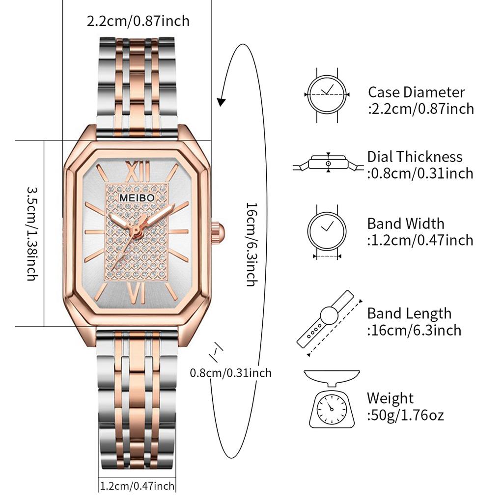 1/2PCS Fashion Women Watches Luxury Alloy Band Rectangle Quartz Watch for Women Clock Gift Reloj Mujer