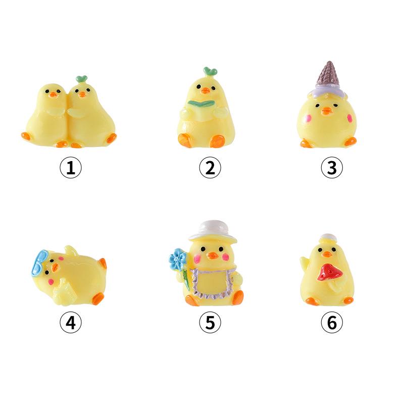 Yellow Chicken Resin Figurine - Handmade Moss Landscape Ornament for DIY Decor