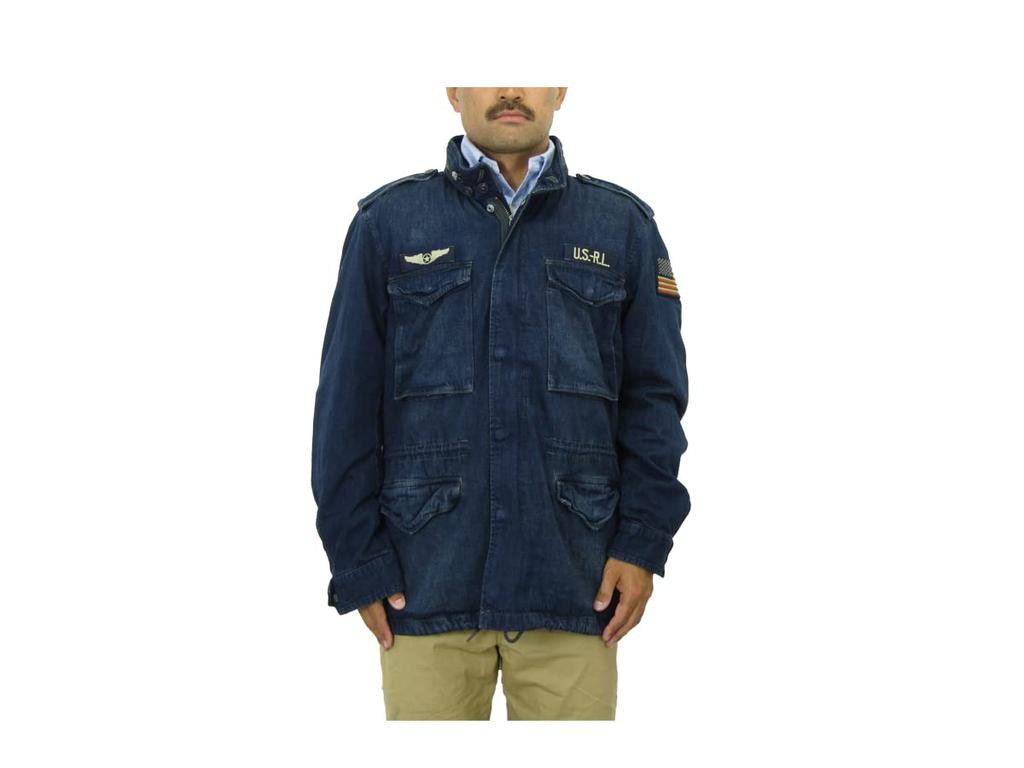 POLO RALPH LAUREN Denim Military Field Size Blue Men's Jacket, M-65 Coat, XL, (Product Code 0101896)