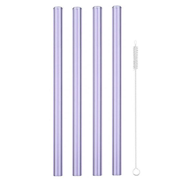 4Pcs Glass Straws Reusable Drinking Glass Tube Eco-friendly With Cleaning Brush Events Party Favors Supply