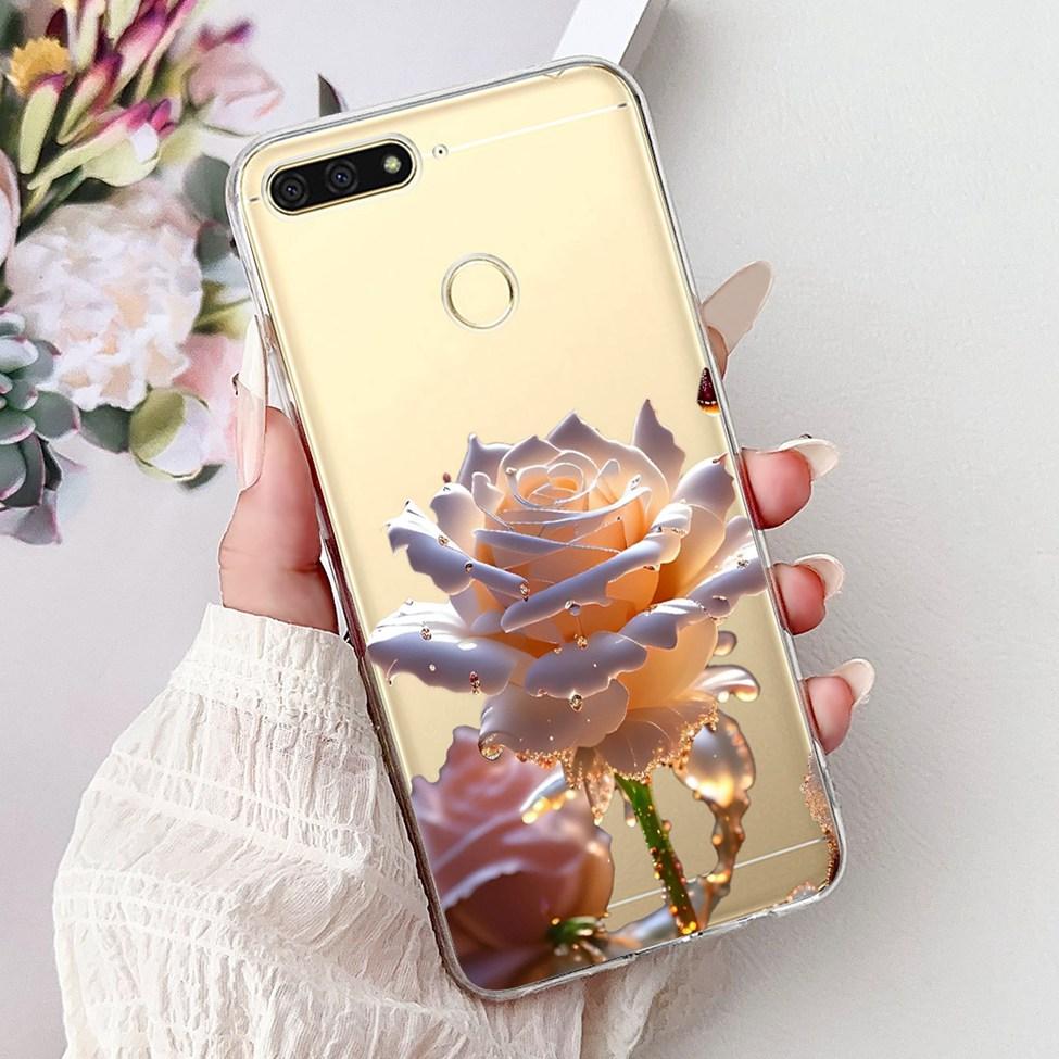 For Huawei Y6 Prime 2018 Case Clear Cute Fashion Flowers Luxury Painted Cover For Huawei Y6Prime 2018 Phone Case ATU-L42 ATU-L31