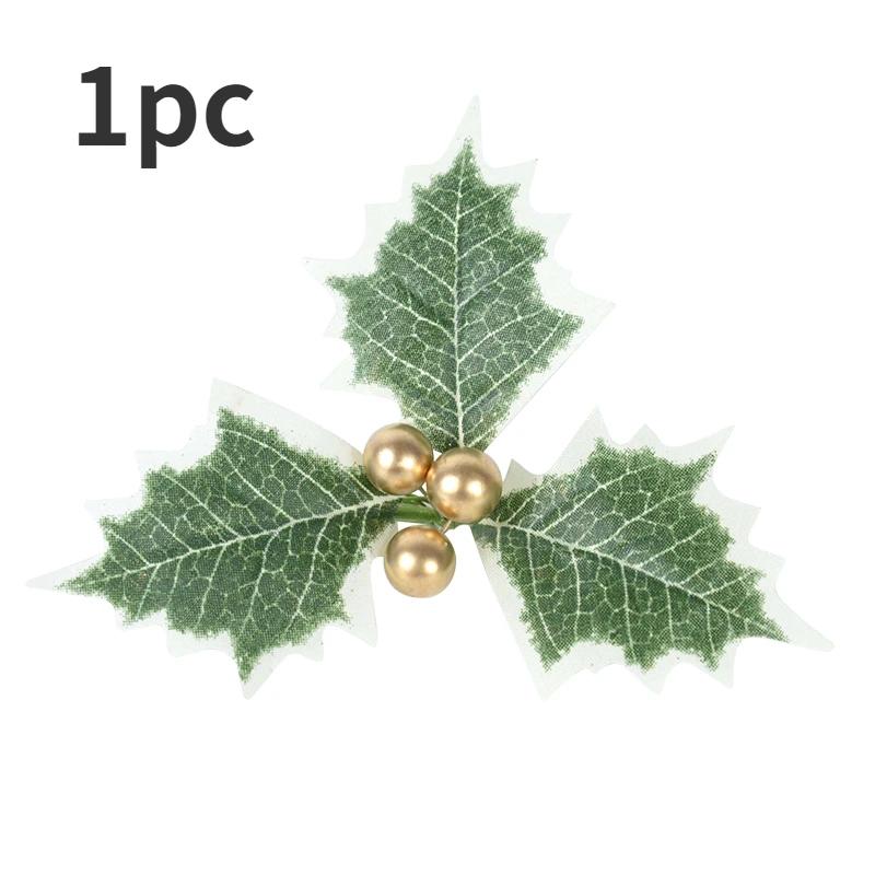 Christmas Holly Leaves Artificial Red Berry Flowers DIY Christmas Wreath Decoration Home Christmas New Year Decoration