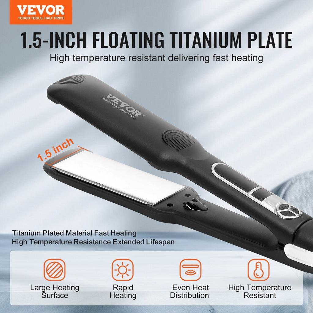 Hair Straightener 1.5-inch Titanium Flat Iron & Negative Ion 25 Temp Level