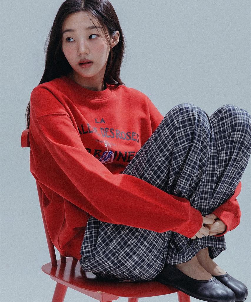 ANNEHEARTS Glen Check Wide Easy Pants_Navy