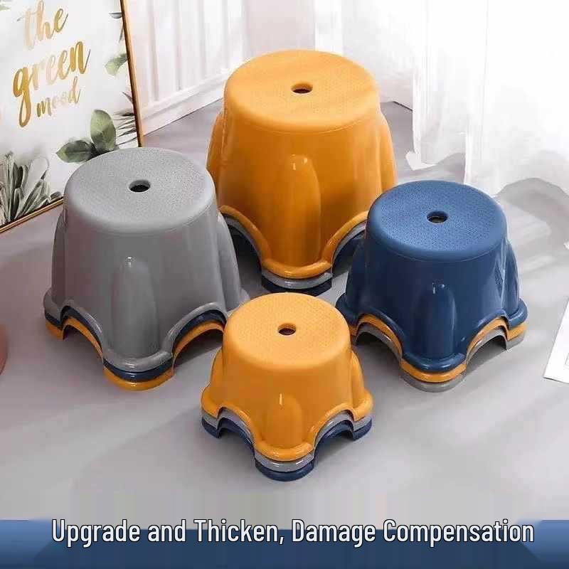 Stackable Outdoor Plastic Armchair with Backrest & Thickened Stool for Dining or Leisure