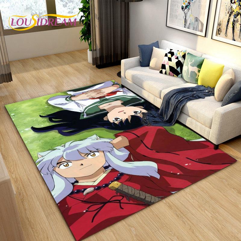 Inuyasha Japan Anime Cartoon Bereich Teppich, Teppich Teppich für Wohnzimmer Schlafzimmer Sofa Fußmatte Dekoration, Kinder spielen rutschfeste Bodenmatte
