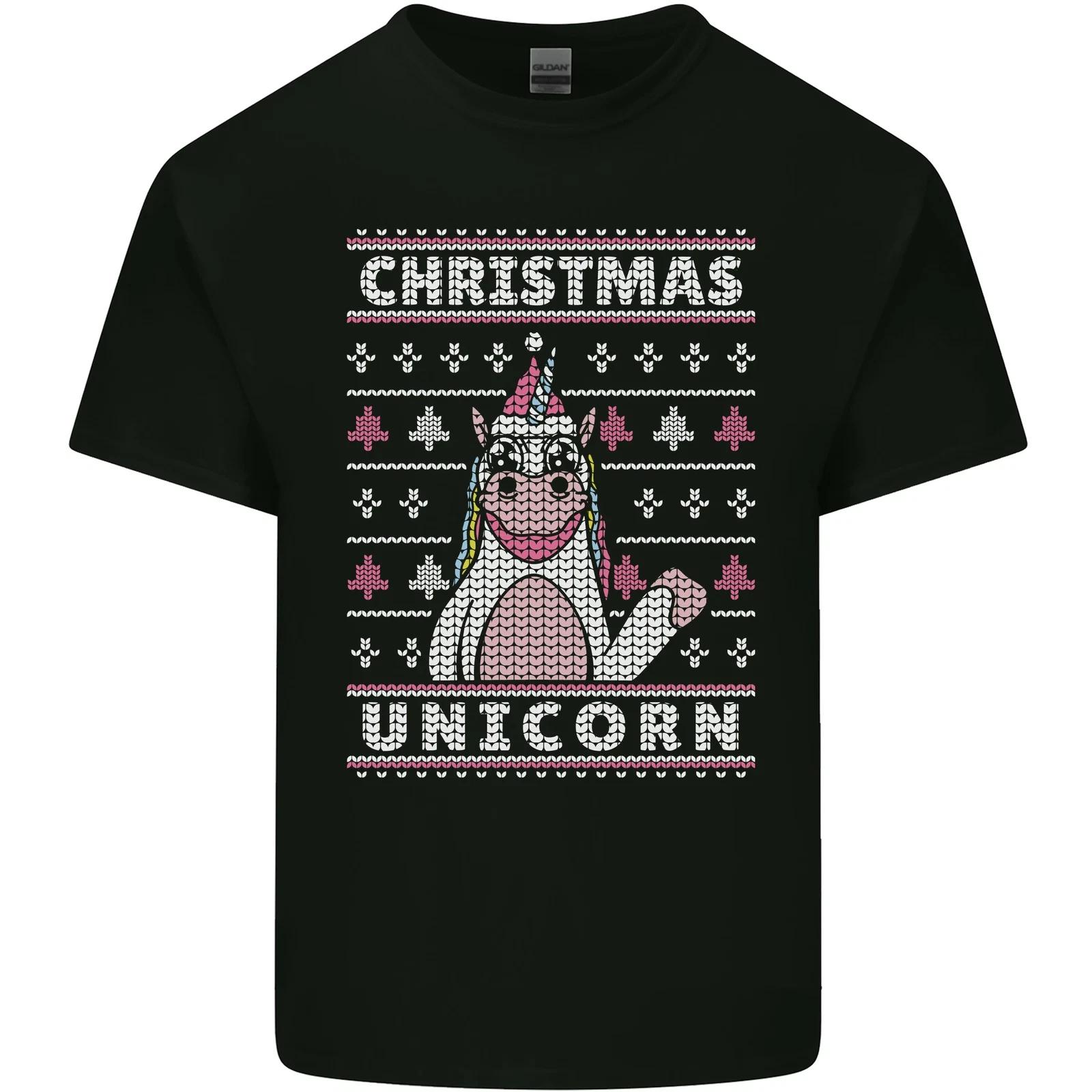 Funny Christmas Unicorn Pattern Kids T-Shirt Childrens XL