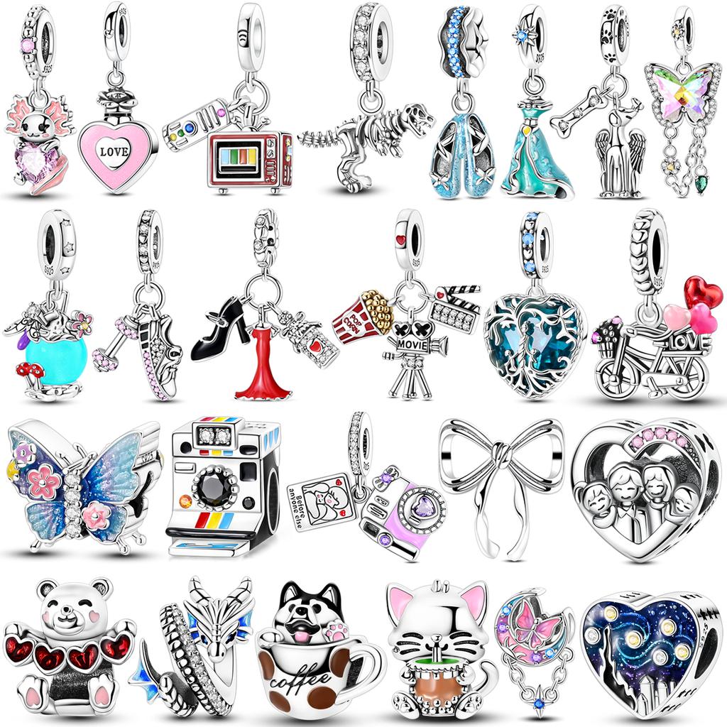 Original Copper Charms Bead Inlaid Zirconium Love Heart Butterfly Pendants Fit Bangle Bracelet Diy Jewelry Marking