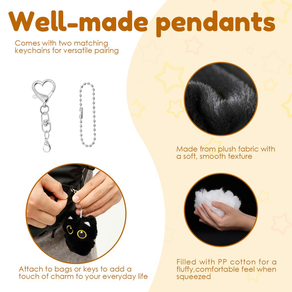 Black Cat Bag Charm Cute Cat Plush Doll Keychain Accessories Handbag Backpack Decorative Pendants for Halloween Christmas Gifts