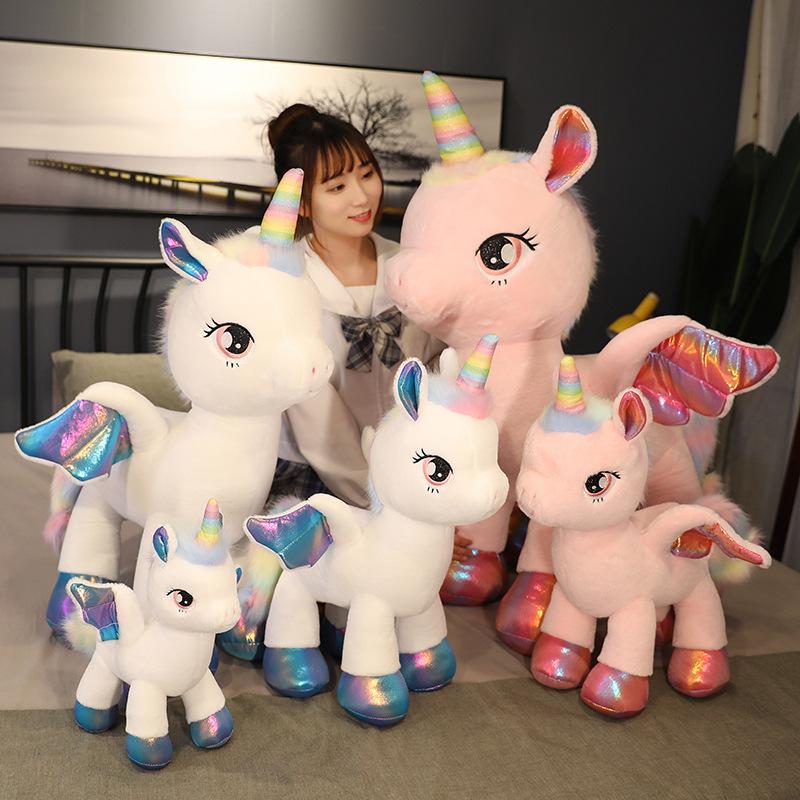 Cute Rainbow Unicorn Doll Plush Toy Doll Girl Bed Sleeping Throw Pillow Rag Doll Birthday Gift