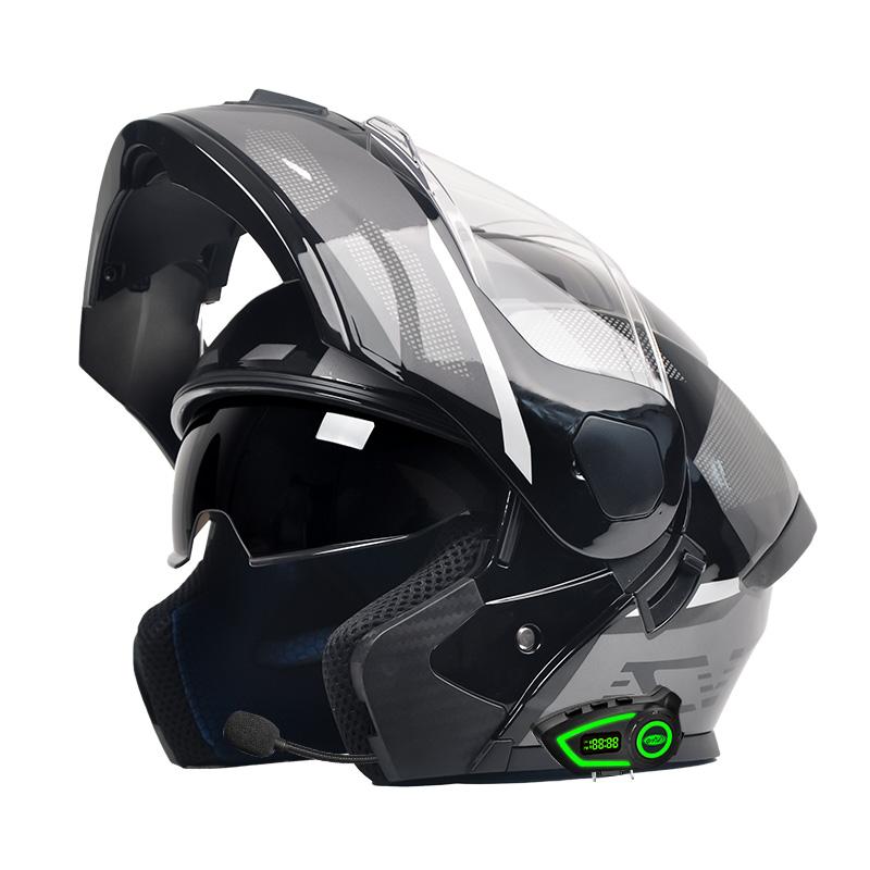 New Dot Certified Open Face Motorcycle Helmet with Blue Tooth Dual Visor Abs Shell Quick Release Closure All Seasons Wholesale