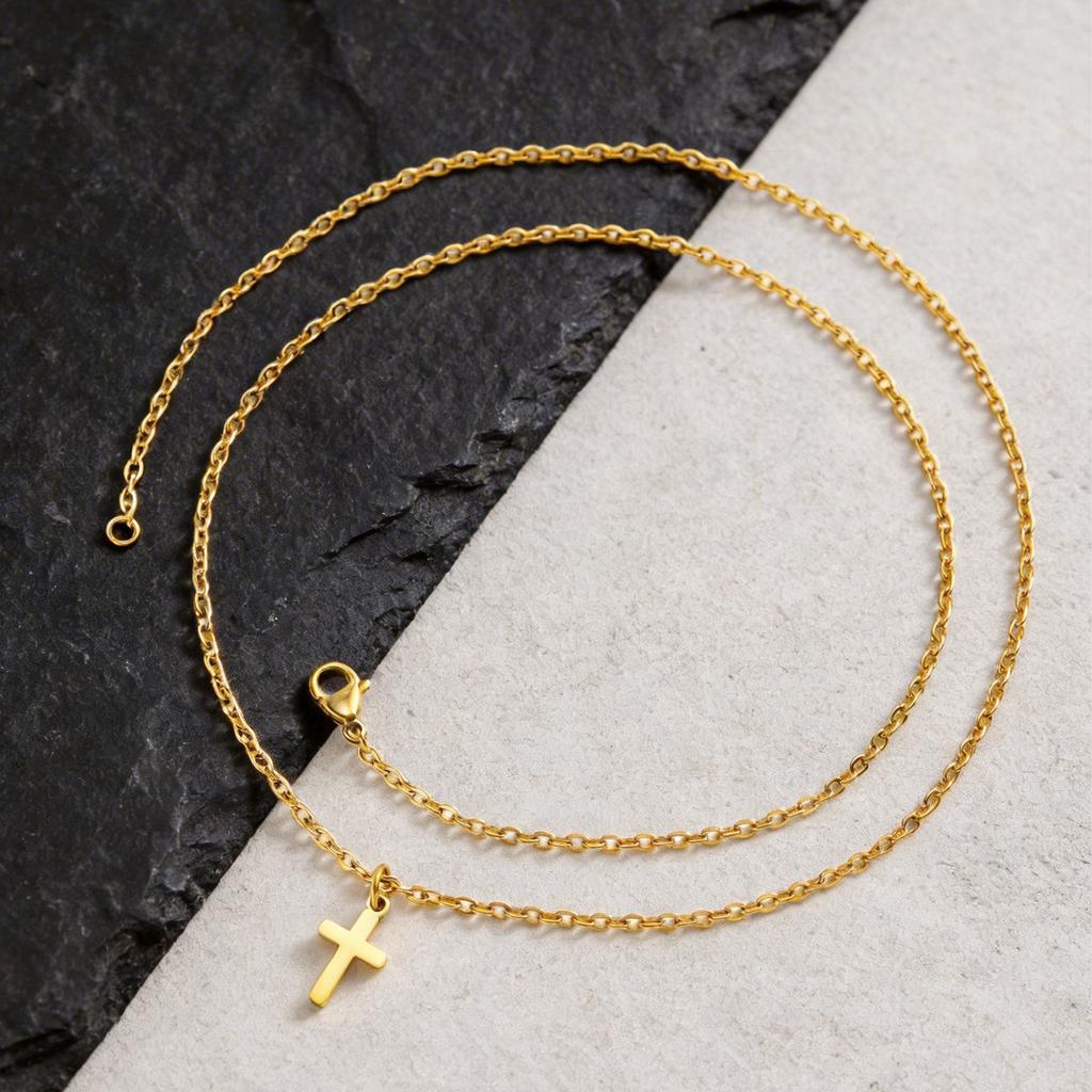 Xiaomi Vnox Stainless Steel Cross Pendant Necklaces for Men Women, Minimalist Tiny Simple Hip Hop Jewelry Choker with 20 24 Inch Chain