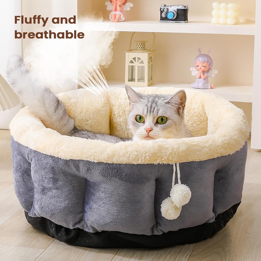 Cute Cat Bed Washable Calming Nest Comfortable Kitten Bed Soft Cushion for Puppy Small Dog Indoor Sleeping Living Room Balcony