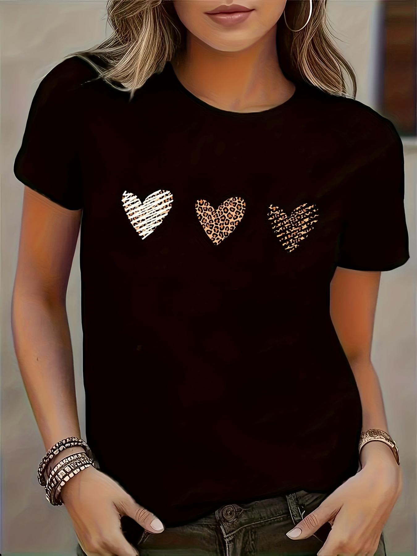 

Trendy WomenS TShirt with Heart Print Design Harajuku Short Sleeve Casual Tshirt Clothing Street Tops Tees Aesthetic Clothes S