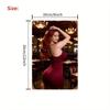 Metal Wall Art Poster Retro Redhead Beauty with Chandelier for Bar Decor