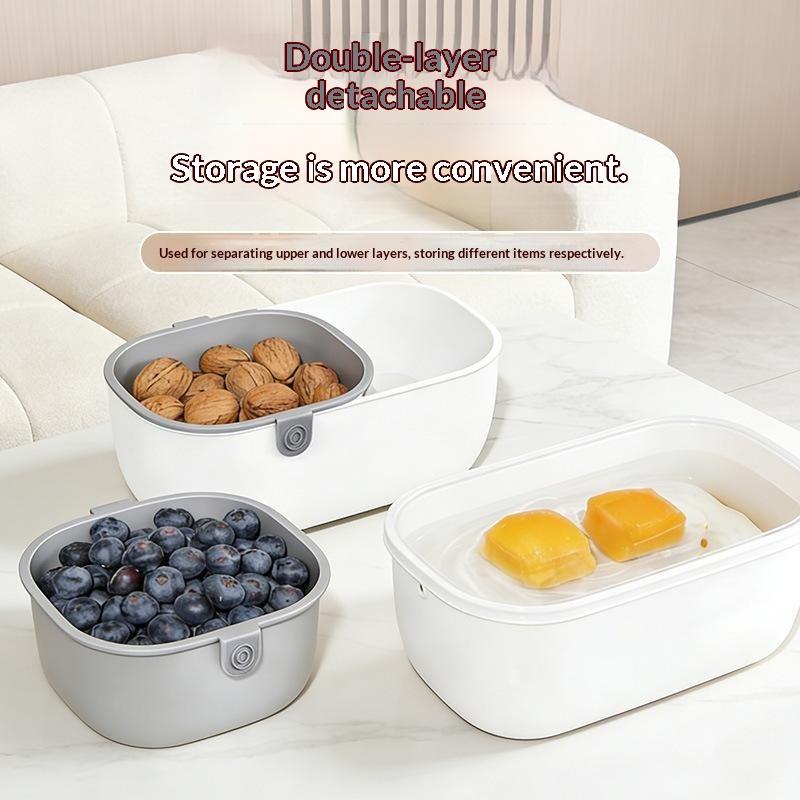 Double Layer Drain Basket Snacks Dried Fruit Box Thickened Household Fruit Plate Kitchen Drain Tray 1Pc