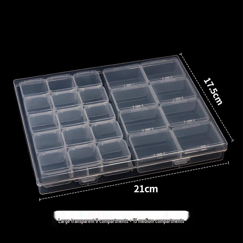 Transparente Aufbewahrungsbox mit mehreren Fächern für Schmuck, Nagelkunst und Zubehör