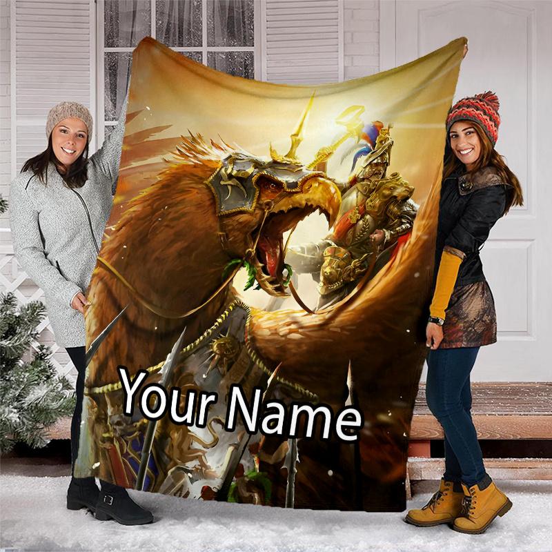 Custom Name Total War Warhammer Theme Printed Blanket - Perfect for Couch, Bed, Travel & Outdoor Use | Machine Washable, Cozy & Durable.