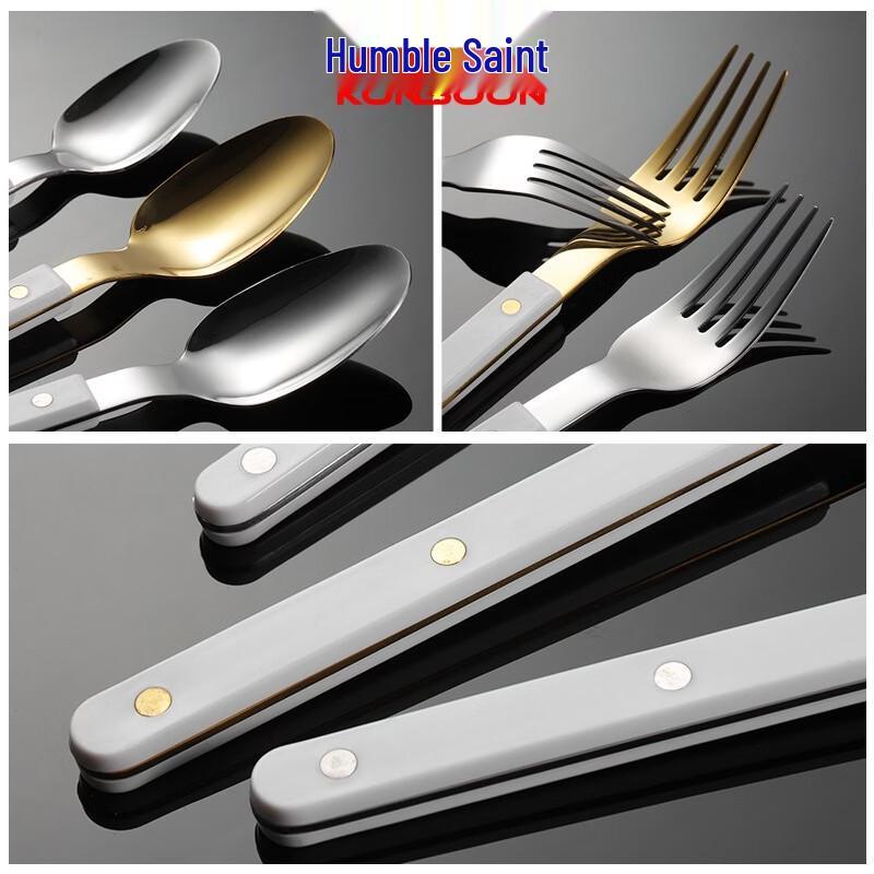 Qianxing 410 Stainless Steel Gold Plated French Dinner Spoon Set