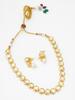 Gold-Plated White Stone-Studded & Beaded Handcrafted Jewellery Set