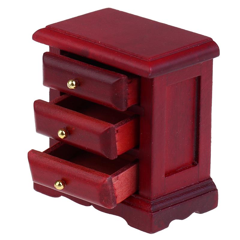 1:12 Dollhouse Miniature Bedside Cabinet Drawer Cabinet Doll House Bedroom Decor