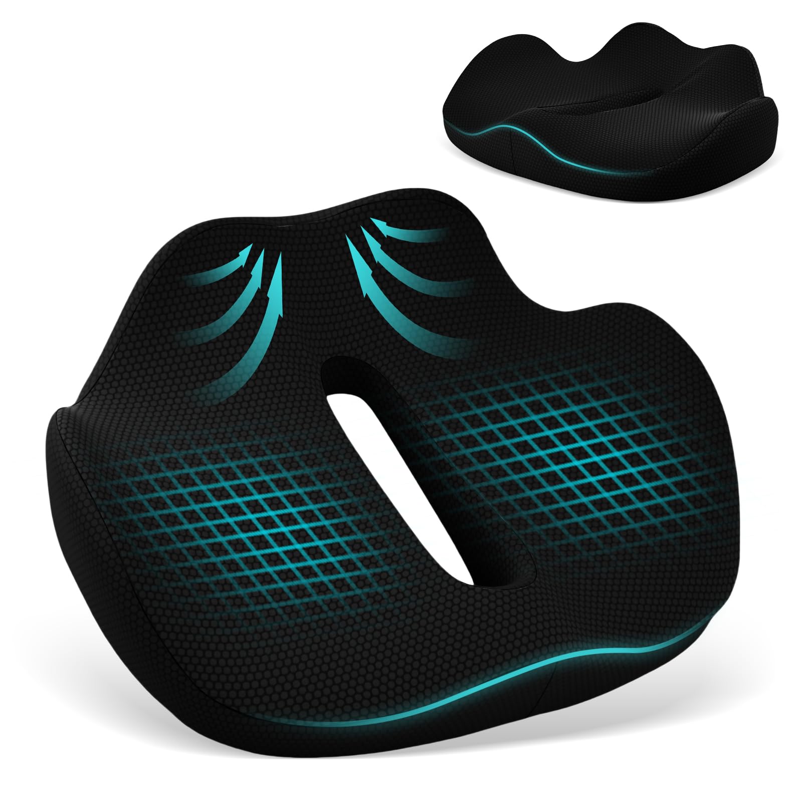 

Подушка из пены с эффектом памяти для отсутствия боли в углублении сиденья Съемное толстое сиденье для всесезонных стульев, ягодиц, дизайн, противоскользящая, дышащая, подушка, чёрный