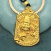 Guochao Wealth God Pendant: Chinese-Style Alloy Necklace with Woven Rope for Couples