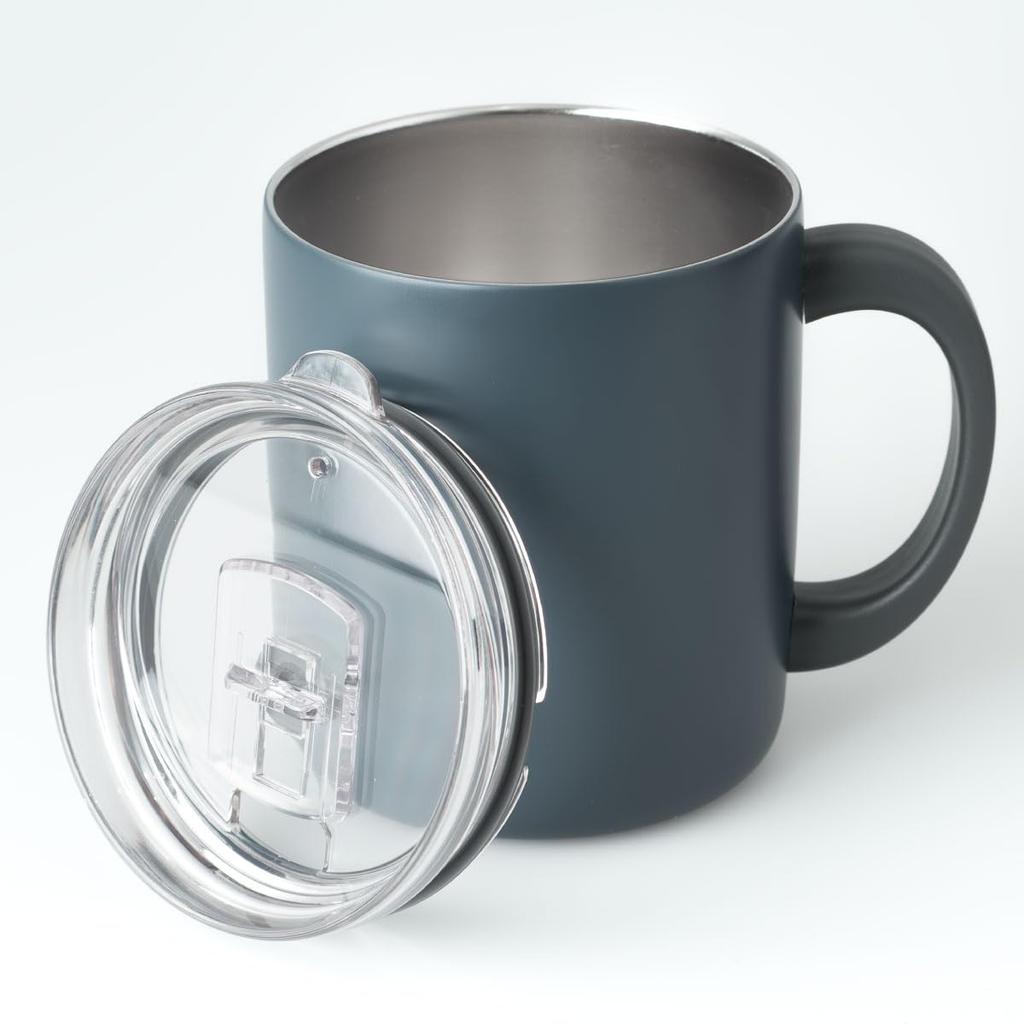 Atlas Stainless Steel with Vacuum Keeps Coffee Hot or Perfect for Hot or Iced Navy Cafe Link Mug, 400ml, Lid, Insulated, Cold, Coffee, Blue,
