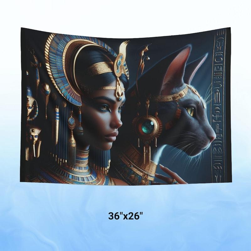Tapestry Bastet Egyptian lioness goddess art 75x100