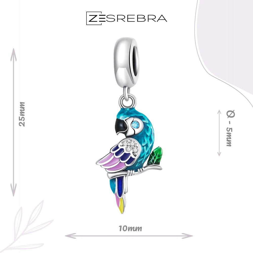 Charms Papagei Bunt S925 Perle Perlen Zirkonia Vogel Anhänger
