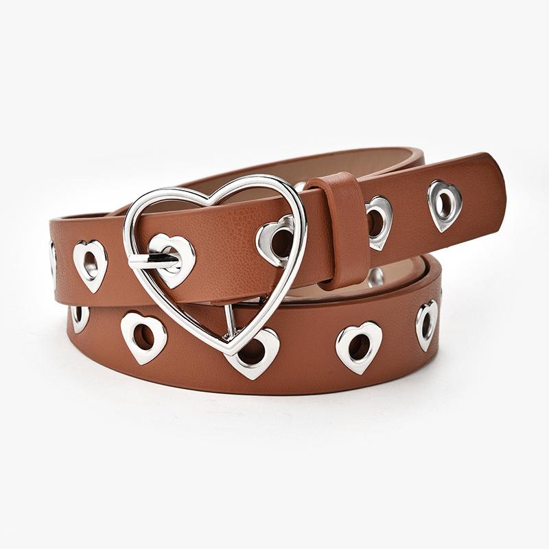 

Heart Fashionable Design Decorative Womens Jeans Belt Made Of Faux Leather With Eyelet Details In Elegant Color Options верблюд