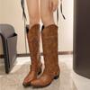 Fashion Women's Boots Retro Rivet Embroidery Cowboy Boots Punk  Luxury Brand High Boots Country Music Festival Women's Boots Botas Mujer