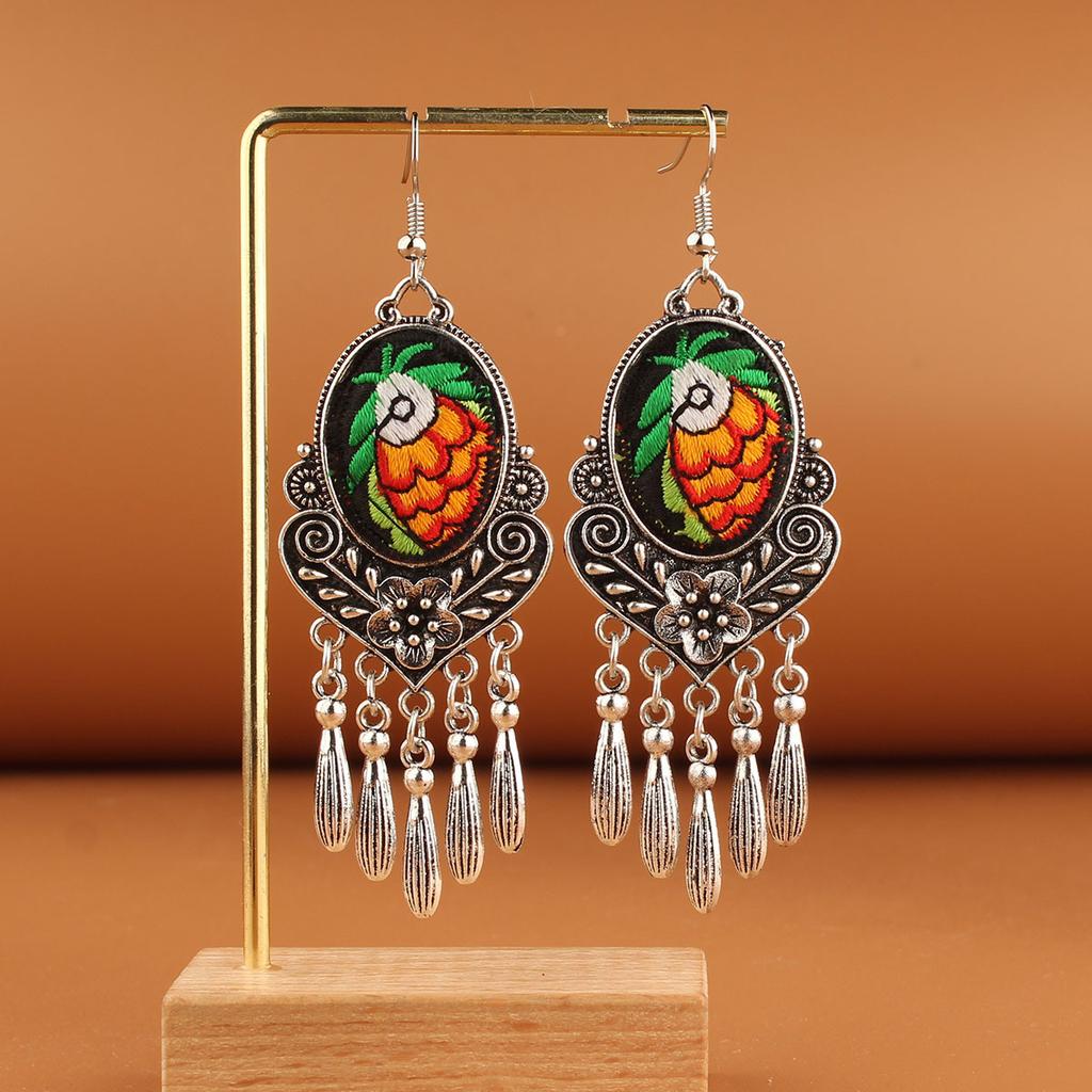 Turquoise Earrings Bohemian Drop Ear Earrings with Tassels, Geometric Alloy, Retro Style, Boastful Ear Accessories