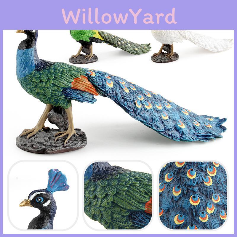 Modellino di pavone in PVC, statuetta di uccello, display decorativo di animali selvatici per casa e ufficio