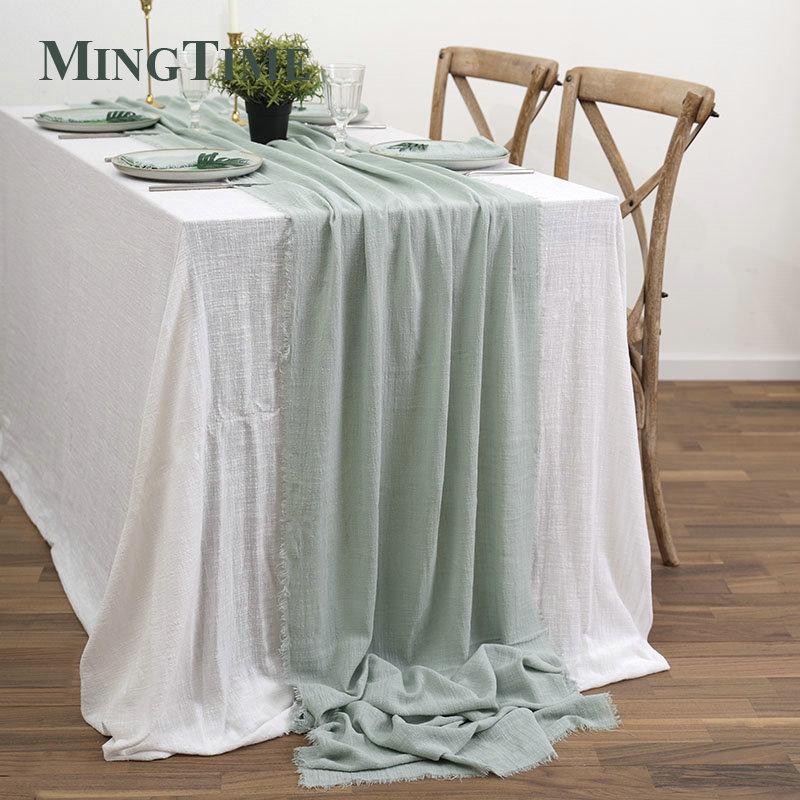 Table Runners Rustic Cotton Gauze Dining Burlap Retro Burr Texture Vintage Wedding Supplies Linen Home Christmas Decorations