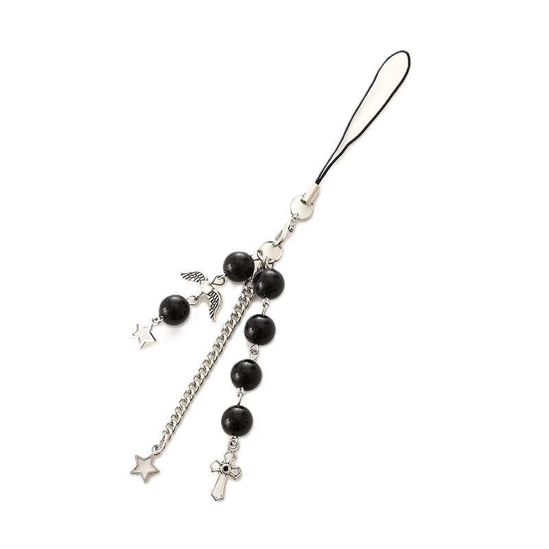 Handmade Beaded Cross Pendant Keychain Phone Case Chain - Exquisite Gift Ornament
